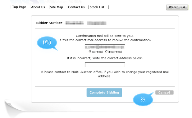 Mail Address Confirmation Page